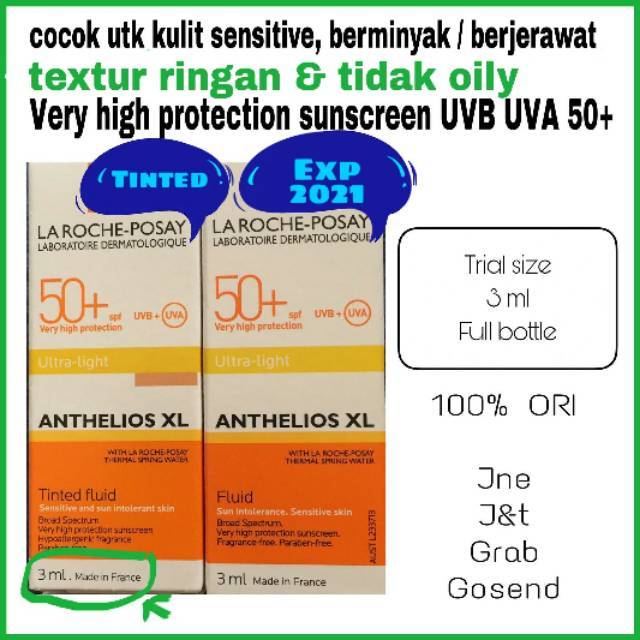 LA ROCHE POSAY ANTHELIOS XL 3ml face light sunblock sunscreen SPF50+