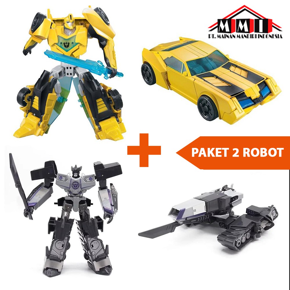 PAKET 2 ROBOT Transformer Bumblebee Dan Megatron Seri Kartun Weijiang Shopee Indonesia
