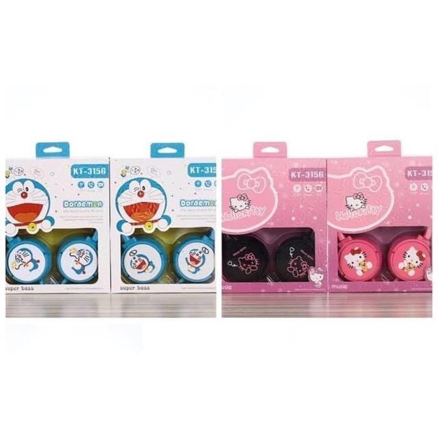 &lt;^ SJA ^&gt;  HEADPHONE HELLOKITTY/DORAEMON KT-3156 SUPER BASS/ HEADSET KARAKTER KT3156 + MIC