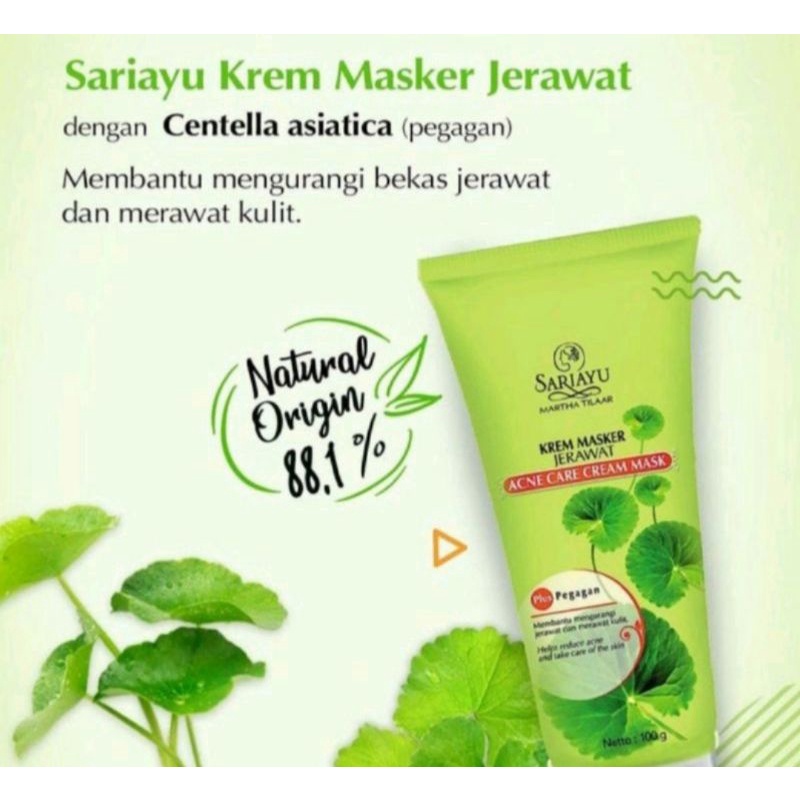 SARIAYU KREM MASKER JERAWAT AMPUH! Sari ayu acne care cream mask Dengan Pegagan Skincare BPOM aman