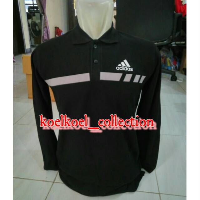 Kaos Kerah  PoloShirt Lengan Panjang Adidas Stripe