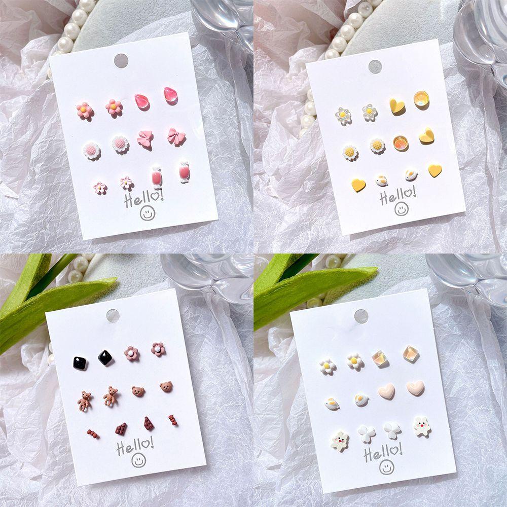 Preva Anting Geometris Tren Sederhana Fashion Cantik Aksesoris Kecil Lucu 6pasang/set Anting Kecil