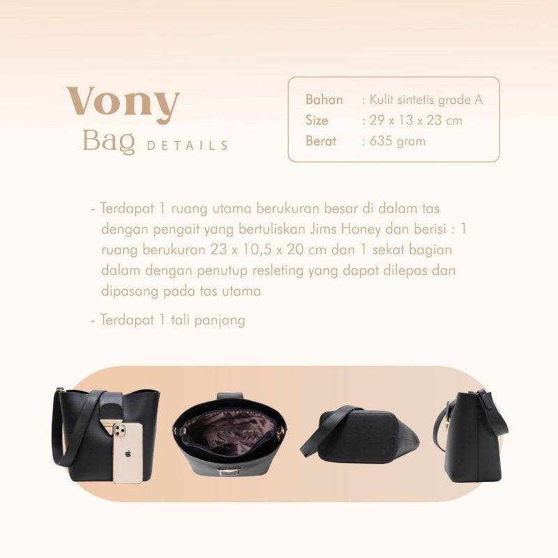 VONY BAG JIMS HONEY ORIGINAL TAS SELEMPANG WANITA IMPOR FASHION CEWEK KOREA SLING HAND TOTE MURAH JH 2IN1