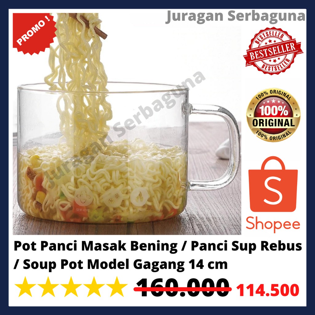 Pot Panci Masak Bening / Panci Sup Rebus / Soup Pot Model Gagang 14 cm