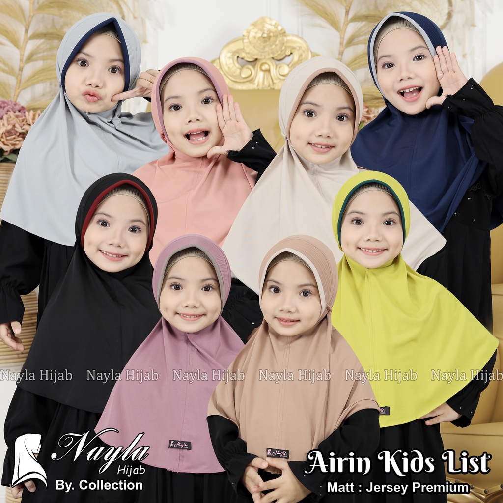 Kerudung Anak Tali Kepang AIRIN KIDS LIST Hijab Instan Anak Jersey Airis Terbaru Nayla Hija'b