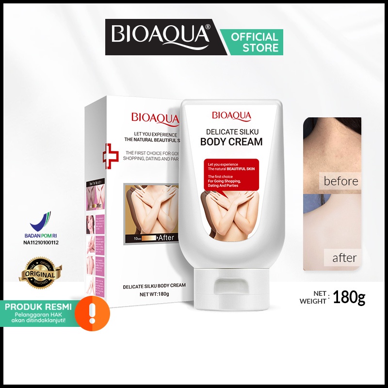 BIOAQUA - Body Lotion / Body Cream Delicate Silky 180g Cream Pemutih Wajah & Pemutih  Badan BPOM