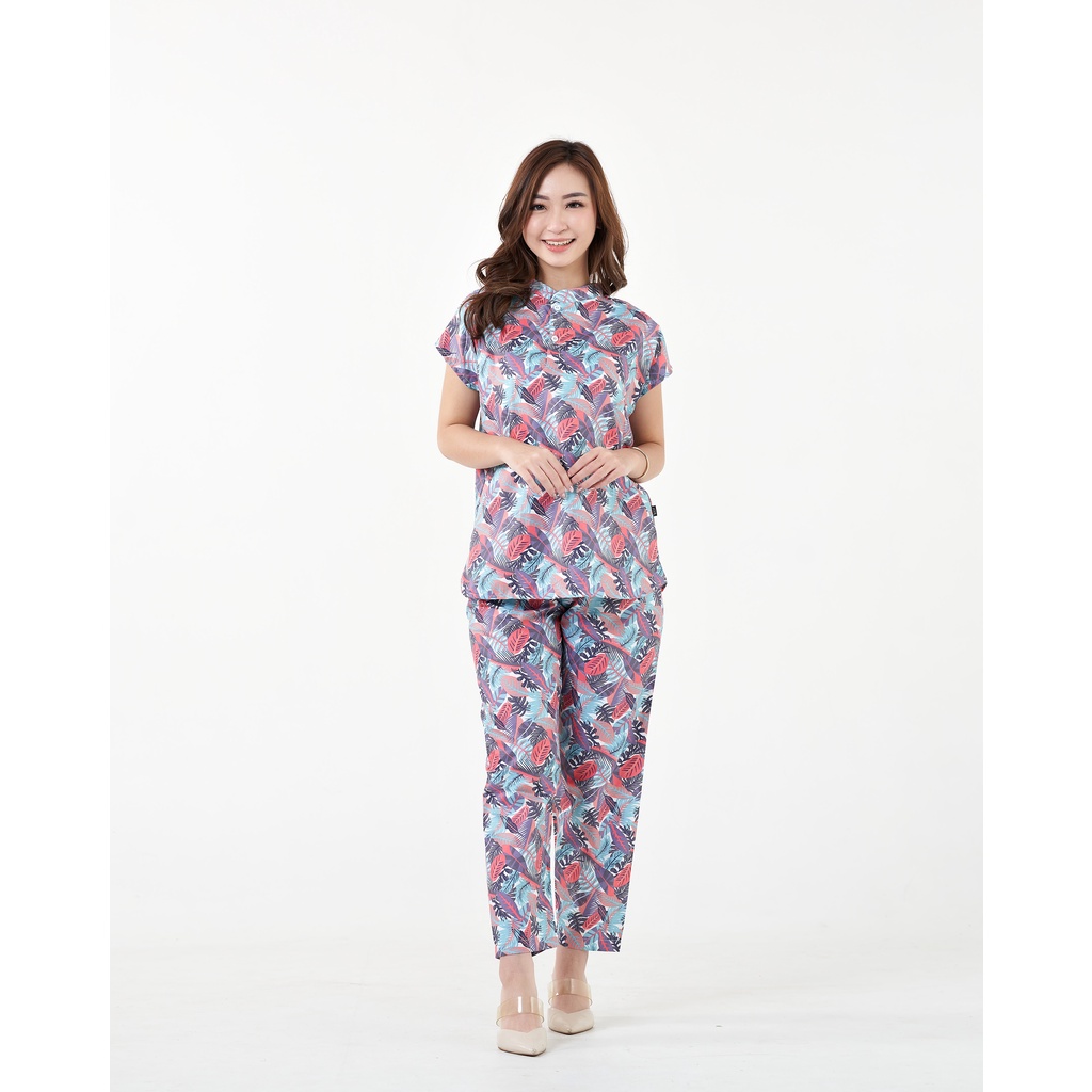 IZANY Piyama Dewasa Daily Set / One Set Aeon all size Lengan Pendek Allsize-BRASILIA NAVY