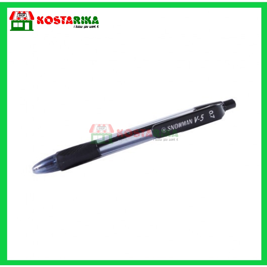 Ballpoint Pena Snowman V5 Pulpen Tinta Hitam dan Biru satuan