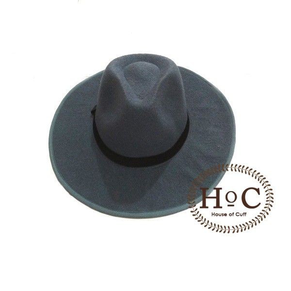 Houseofcuff  Topi Fedora Panama Hat Jazz Koboy Hat Topi Pantai WIDE FEDORA HAT GREY