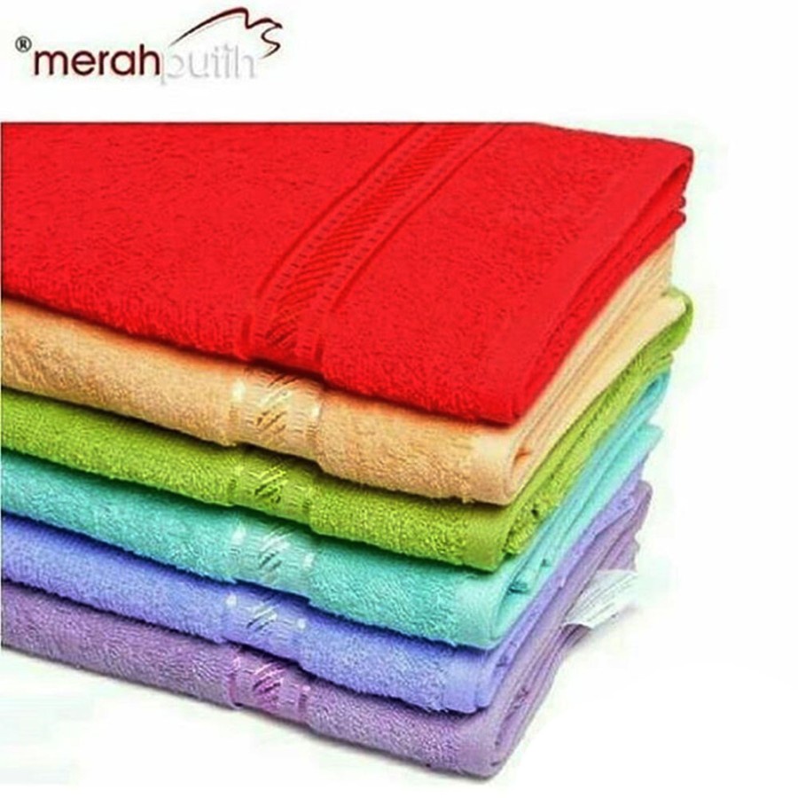 FM - Handuk Mandi Merah Putih 50 x100 cm Polos Dewasa Towel Bath