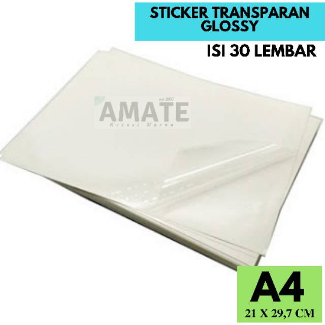 

Kertas Stiker Transparant Glossy A4 | Transparent Paper Sticker Botol Kaca / Laminasi Dingin