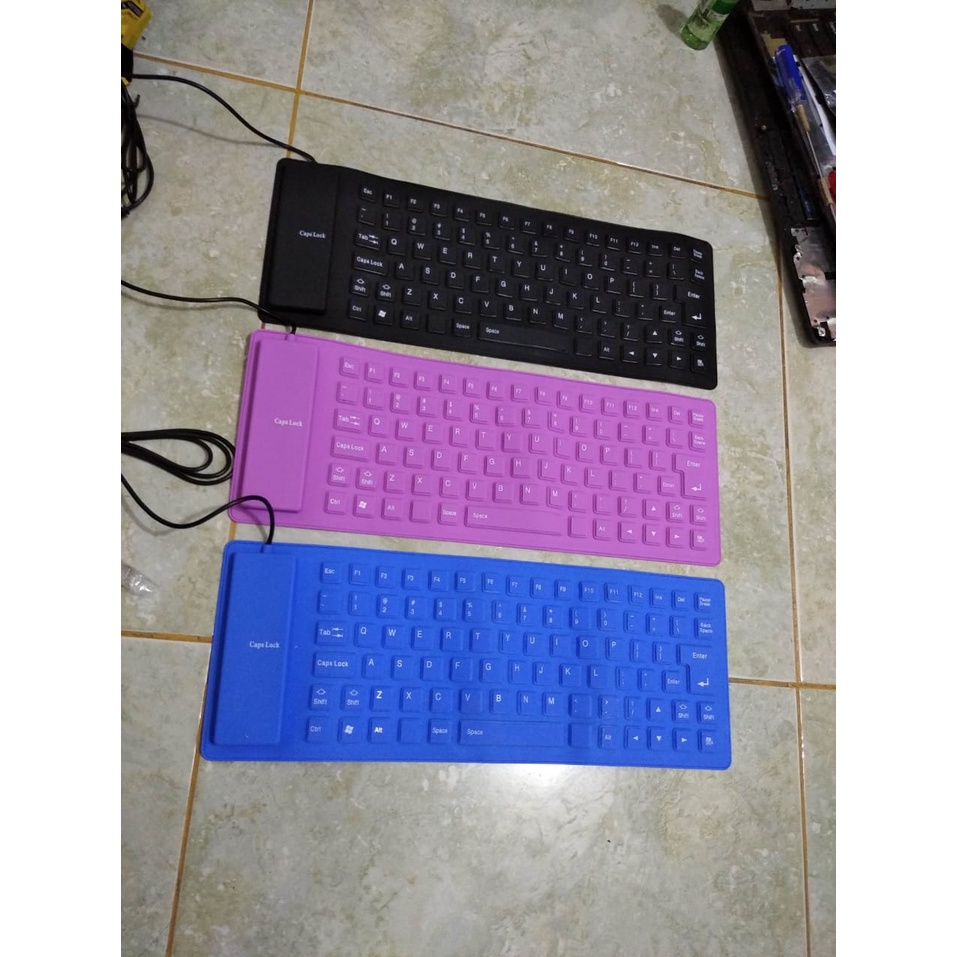 Keyboard gulung tekuk fleksibel usb mini elastis lembut