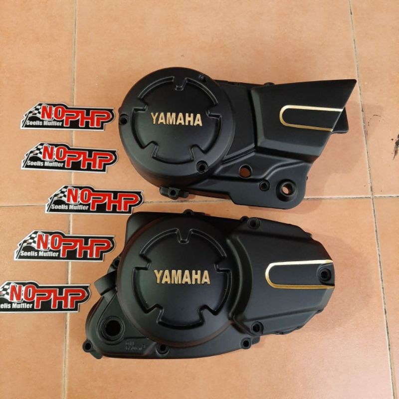 Kalter RX King New Bak Mesin RX King New sepasang Kanan dan Kiri Hitam Doff List Gold/Emas