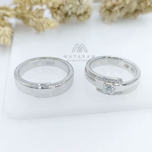 Cincin Kawin Sepasang Perak & Emas Putih - Bisa Request Model Cincin - Cincin Nikah Cincin Tunangan 