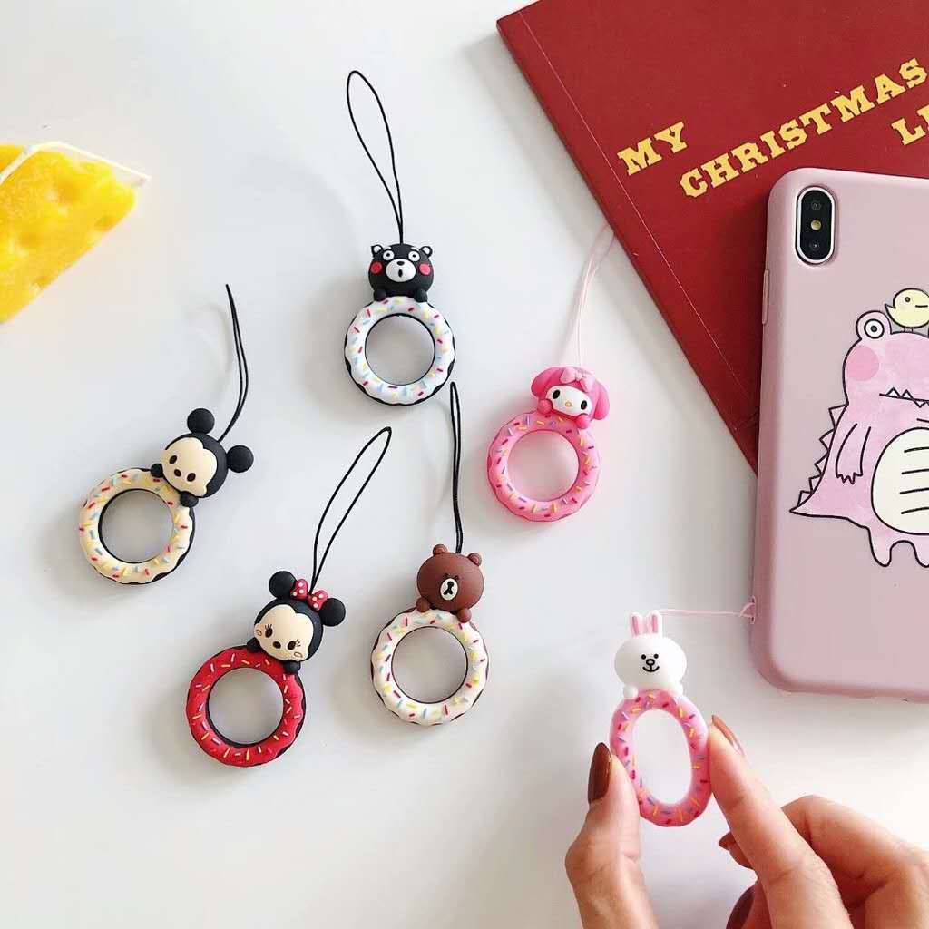 Spot Casing Soft Case Motif Kartun Donat Lucu Ala Jepang Korea Ring Holder Untuk Iphone Xr Xsmax