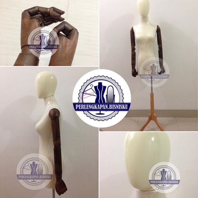MANEKIN TANGAN KAYU KEPALA FOAM