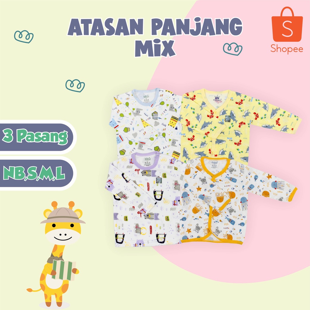 Tokusen Atasan Baju Bayi Mix (3 Pcs)-Kaos Panjang