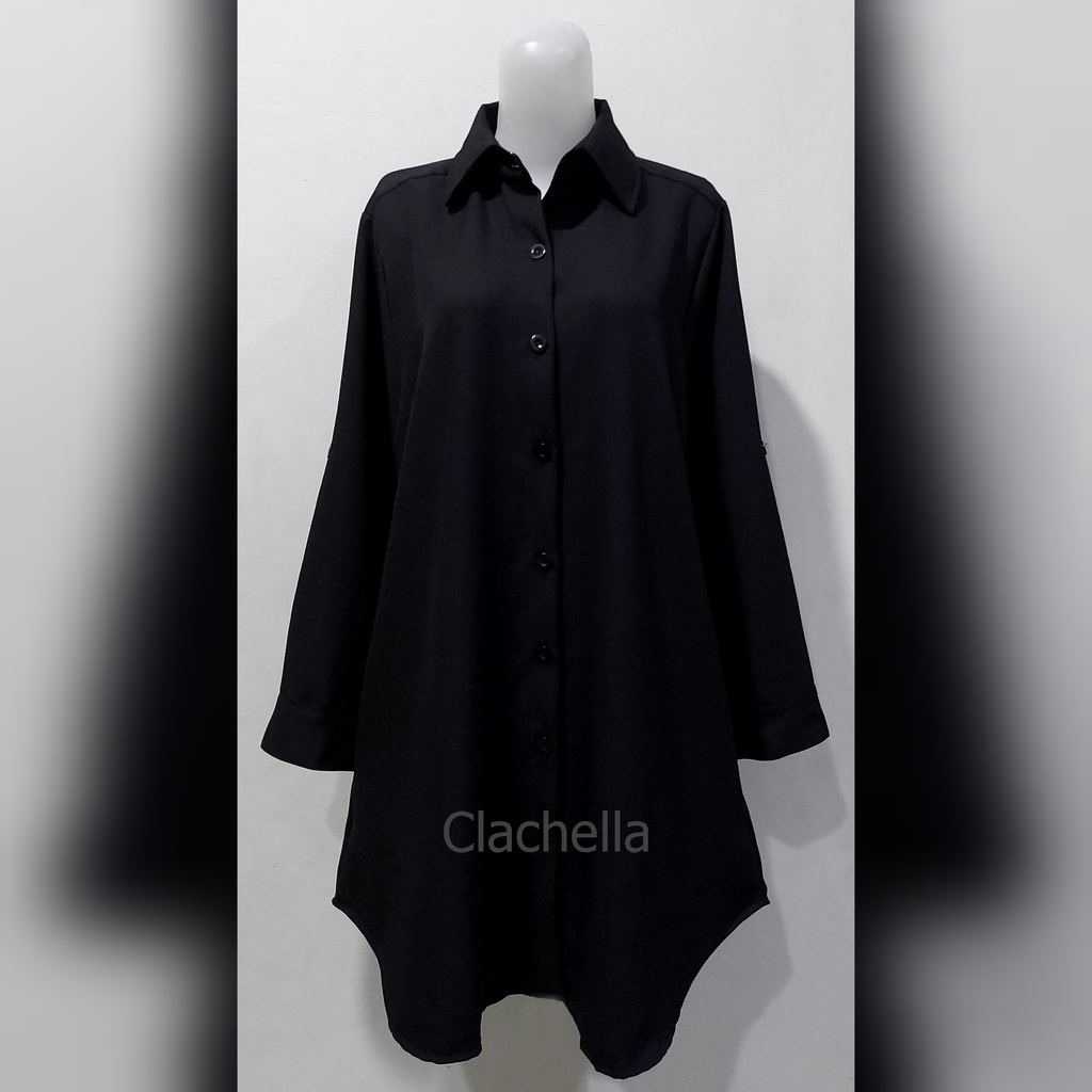 Clachella Baju Tunik Kemeja Polos, Baju Atasan Wanita T1B8021