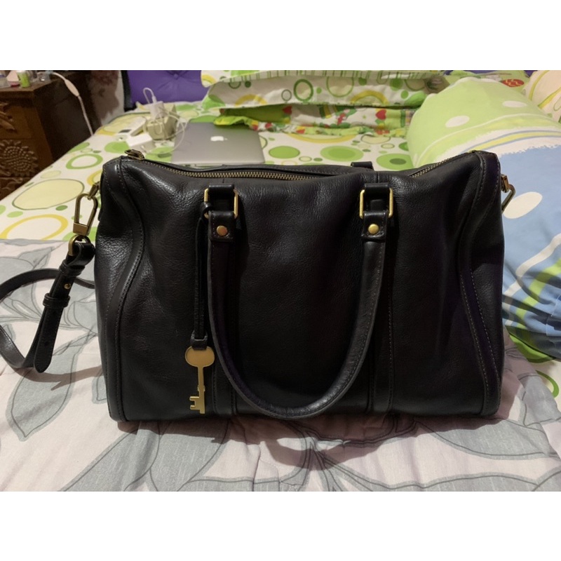 PRELOVED FOSSIL KENDALL LARGE SATCHEL BLACK