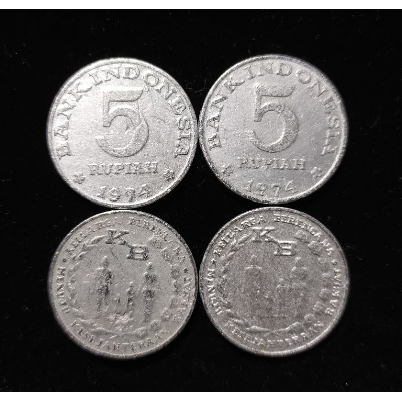 A167 Koin Indonesia 5 Rupiah KB Besar Tahun 1974 Bekas