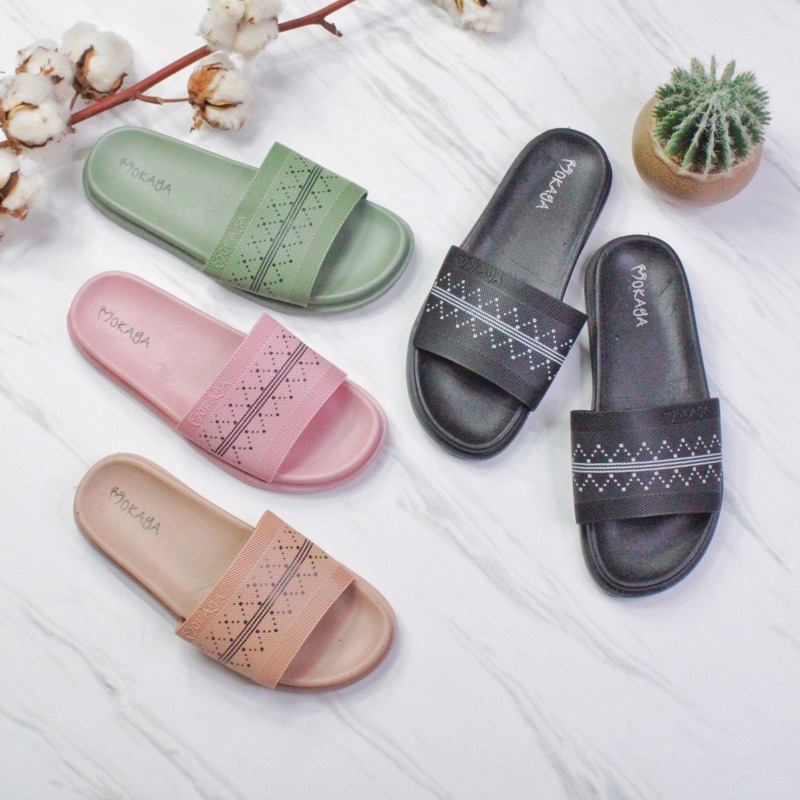 (MOKAYA-206) Slop motif wanita/slop wanita/sandal slop impor