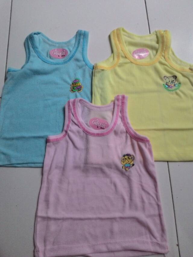 Singlet warna bordir kaos dalam anak uk L