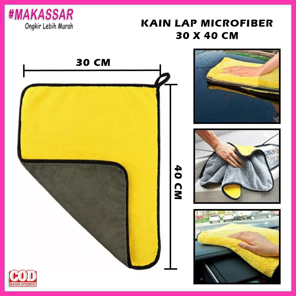 Kain Lap Microfiber Serbaguna 30X30Cm 2 Sisi Halus Multifungsi Kain Lap Mobil Motor