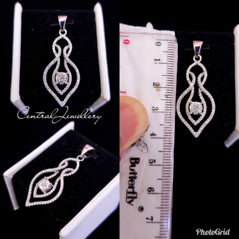 liontin emas putih berlian asli model baru