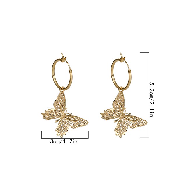 LRC Anting Tusuk Fashion Hollow Butterfly Alloy Geometric K2346X