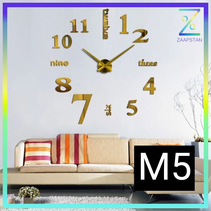 Jam Dinding Tempel Besar DIY / Giant Wall Clock 3d Unik Mewah Dan Minimalis 80-130cm Diameter