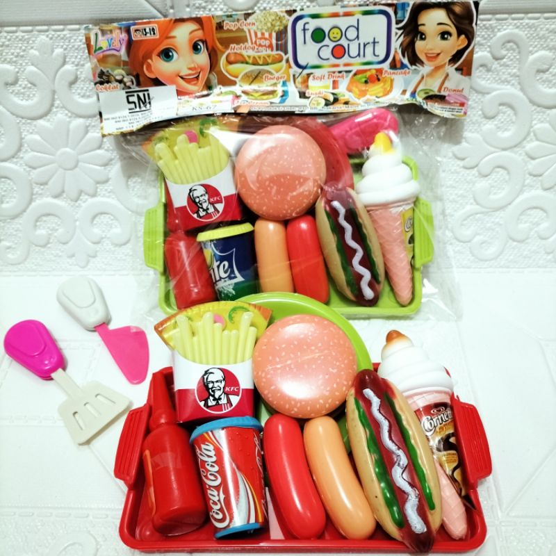 Masak Masakan Mainan Anak Food Court KFC Mainan Burger Nampan Mainan Anak Perempuan KFC Nampan Kfc