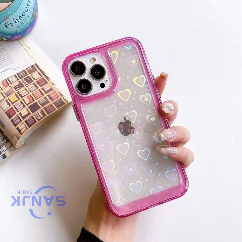 New ! ! Fashion gradient laser love iPhone case 13 Pro max 11 12 Pro Max X XR XS MAX full cover iPhone 7 8Plus X XR XS MAX full protection Transparent case