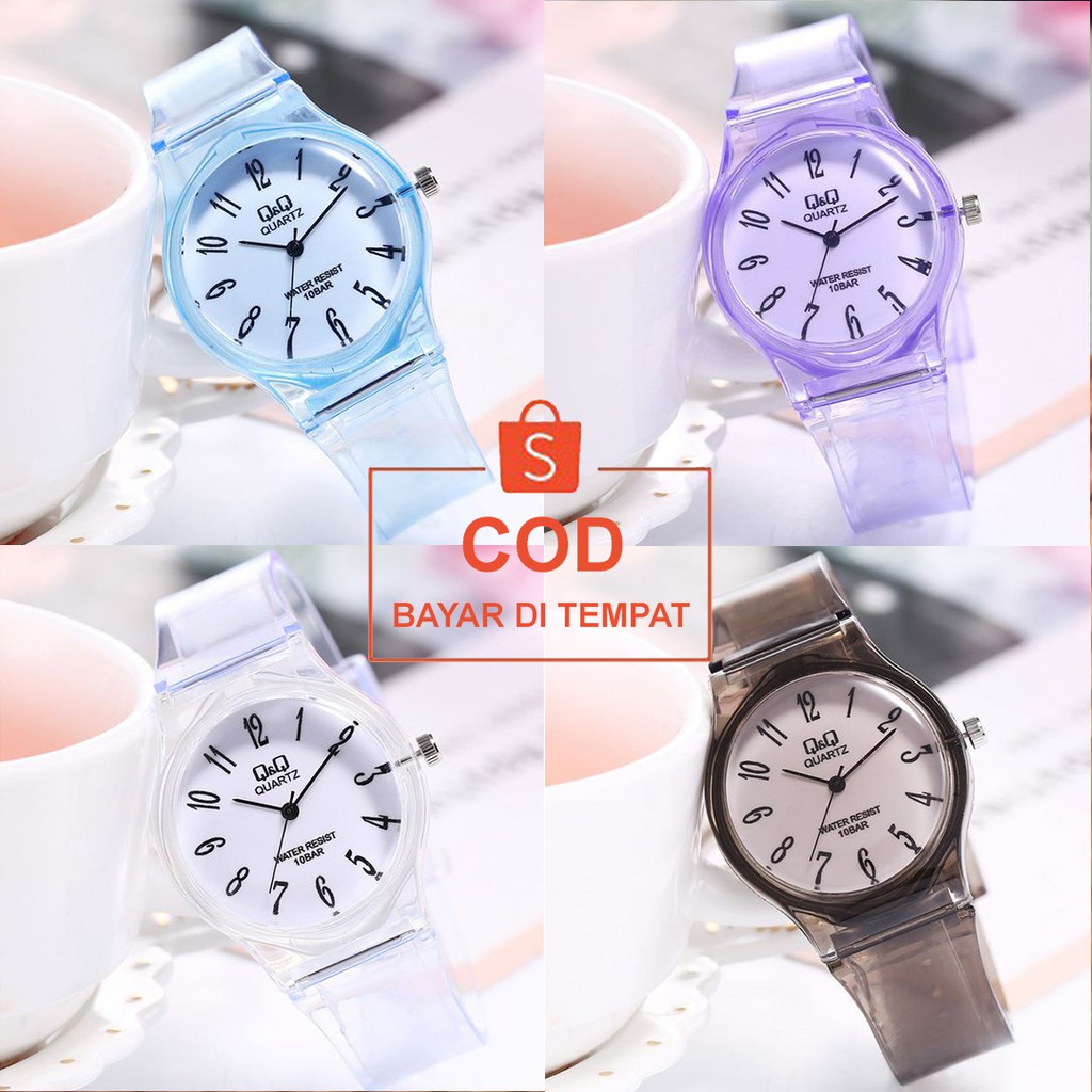 ✅COD Jam Tangan Jelly Q&amp;Q Transparant QQ Analog Watch Aksesoris Fashion Korean Style Wanita Cewek Anti Air Murah Couple Original