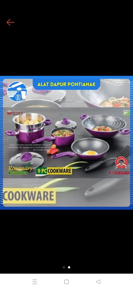 Panci Set Supra Rosemary 9 Pcs Cookware Set Ungu Merah - Alat Dapur Pontianak
