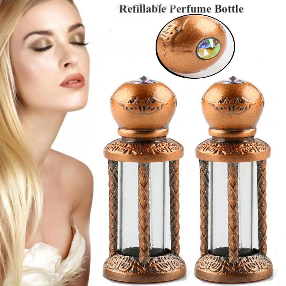 [Elegan] Botol Parfum Profesional Lady Hadiah Kosong Tembaga Botol Minyak Esensial Vintage Botol Isi Ulang