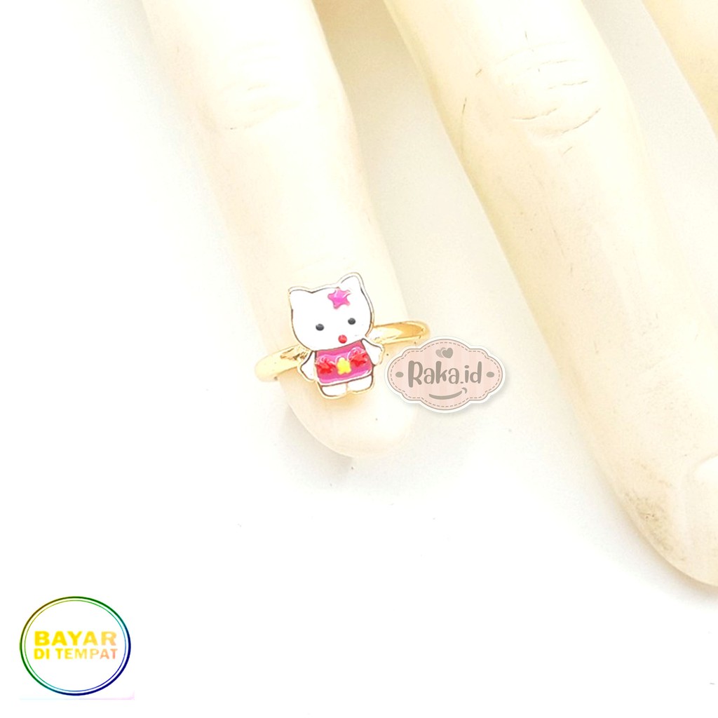 Cincin Anak Hello Kitty Bunga Pink Perhiasan Cantik Anak Lapis Emas 18k 753