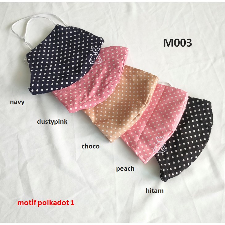 M003 - Masker Kain soft katun 2 Lapis Lembut motif polkadot anti debu Murah