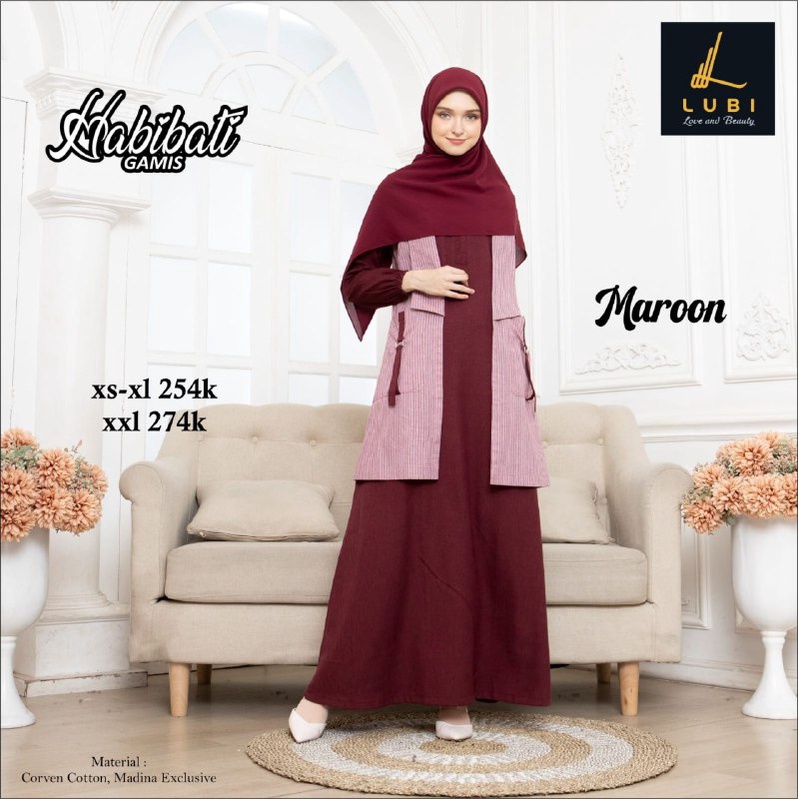 Gamis Habibati Lubi Gamis Dewasa Madina Exclisive Terbaru