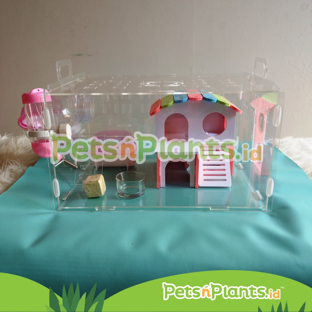 Kandang Saja - Hamster Akrilik Acrylic Cage Crystal Clear Import 35 x 25 x 25 cm