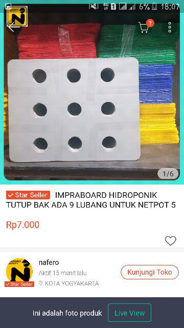 Impraboard Hidroponik Tutup Bak Ada 9 Lubang Untuk Netpot 5 Cm