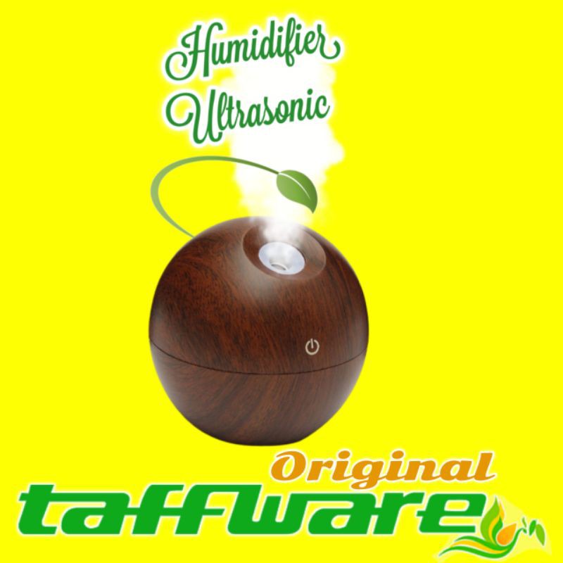 Air Humidifier Diffuser Aromatherapy Aromaterapi Disfuser Taffware Pelembab Pewangi Ruangan 130ml-Coklat New No Oil
