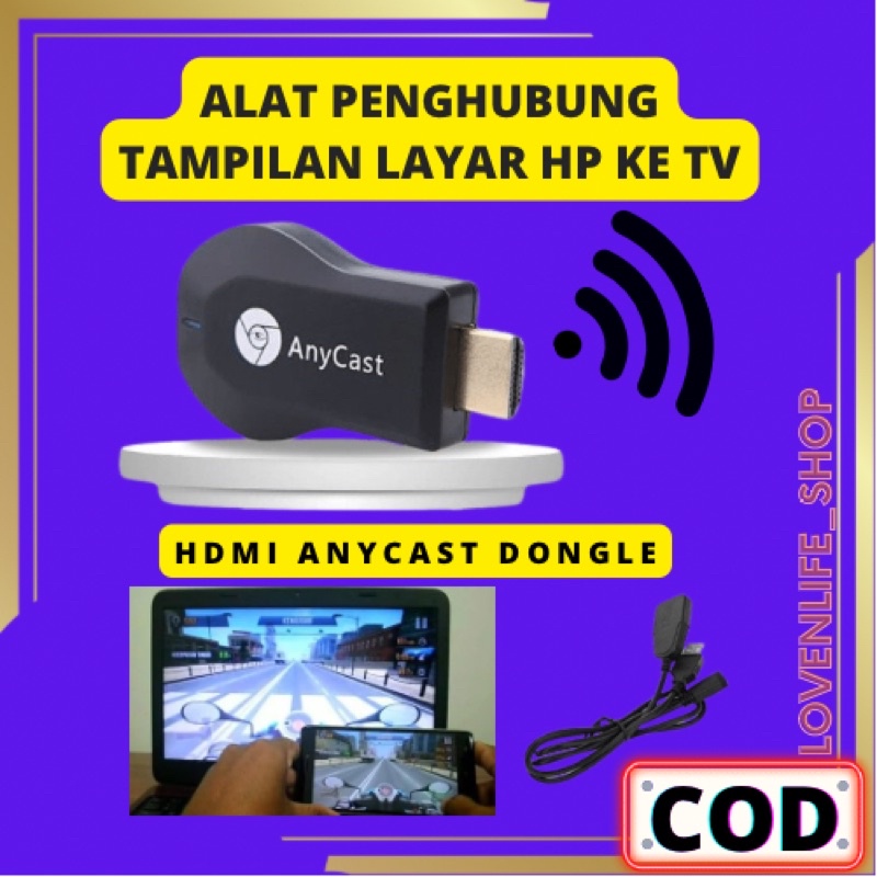 【BAYAR DITEMPAT】Alat penghubung / penyambung tampilan layar HP ke TV / Mediatech HDMI Dongle / Anyca