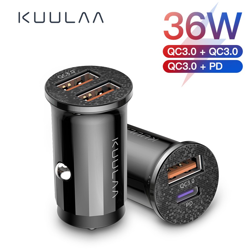 

KUULAA Charger HP Mobil 48W Dual USB Quick Charge 4.0 QC PD untuk iPhone/Samsung/Xiaomi