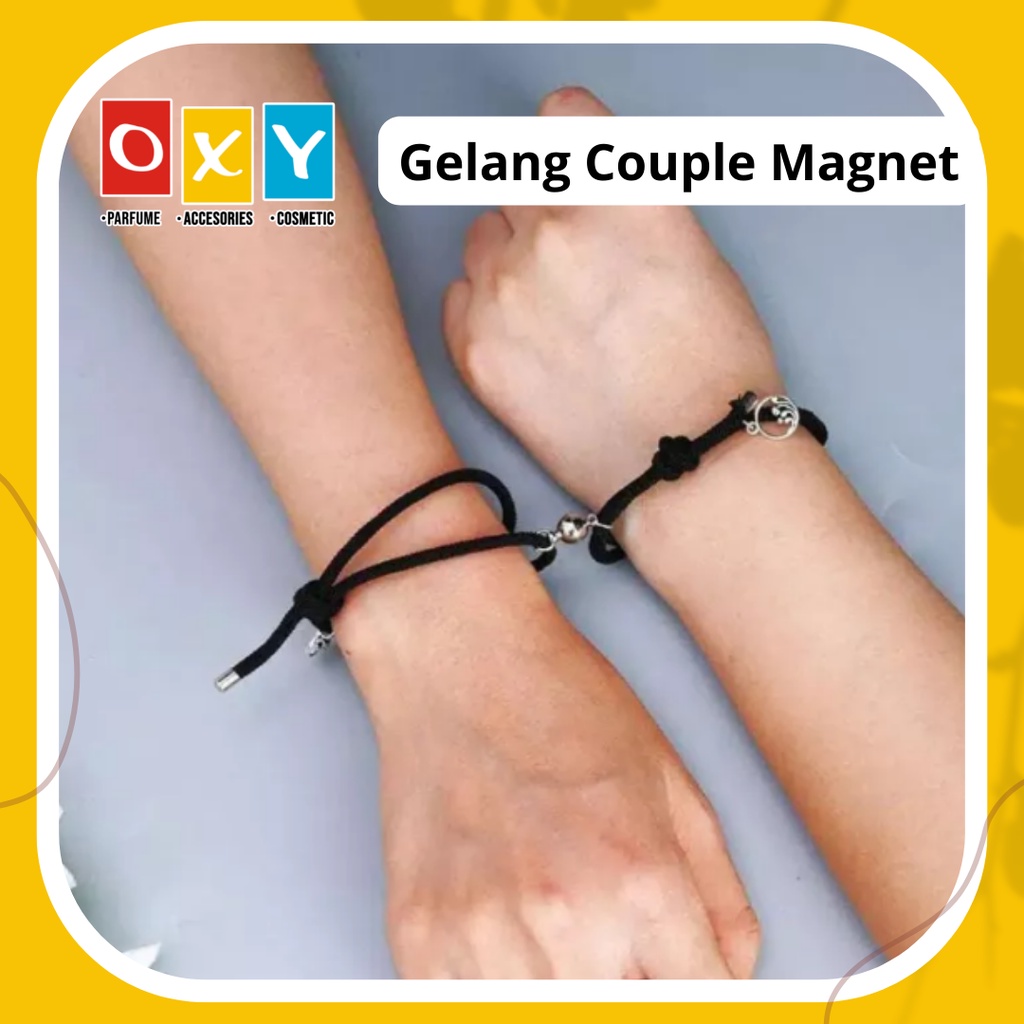 Gelang Couple Magnet Gembok Kunci Pasangan Sahabat Inisial Dino Astronot Bestie Pria Wanita