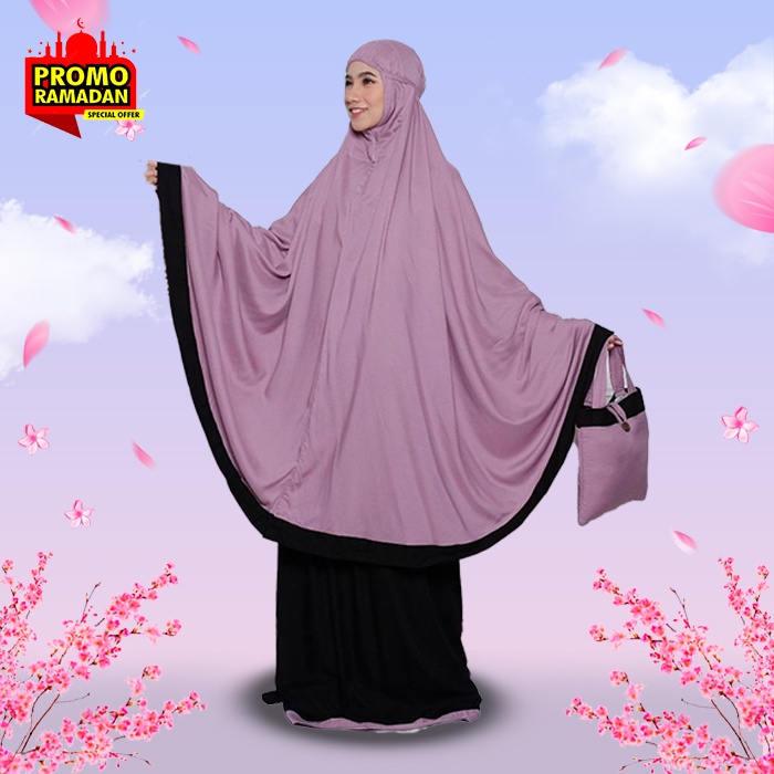 Mukenah Bali Dewasa Travel Katun Rayon Mukena Bali motif Polos Bahan Katun Rayon Adem Lembut Dewasa 