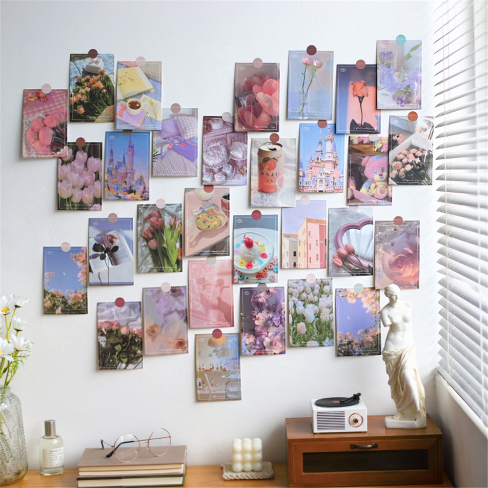 【COD Tangding】30pcs/set Art Simple Small Fresh Card Postcards Wall Decoration Wall Paste Photo Background Props