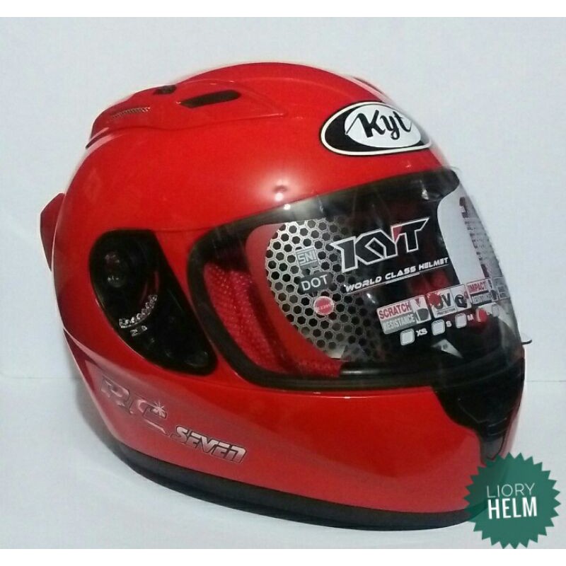 HELM KYT FULL FACE KYT RC-7 FIRE RED SOLID CLEAR ORIGINAL||HELM KYT FULL FACE TERMURAH