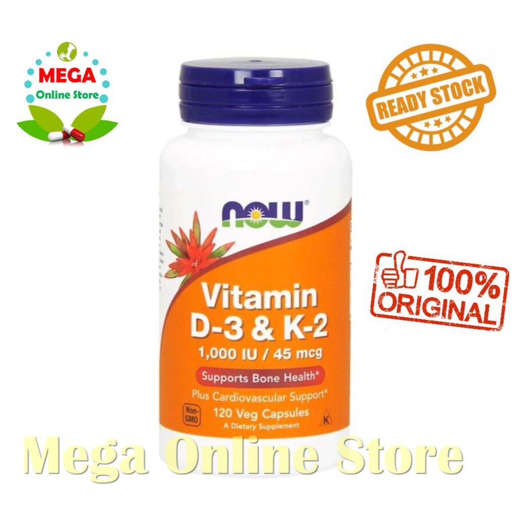 Now Foods Vitamin D3 &amp; K2 120 Vcaps