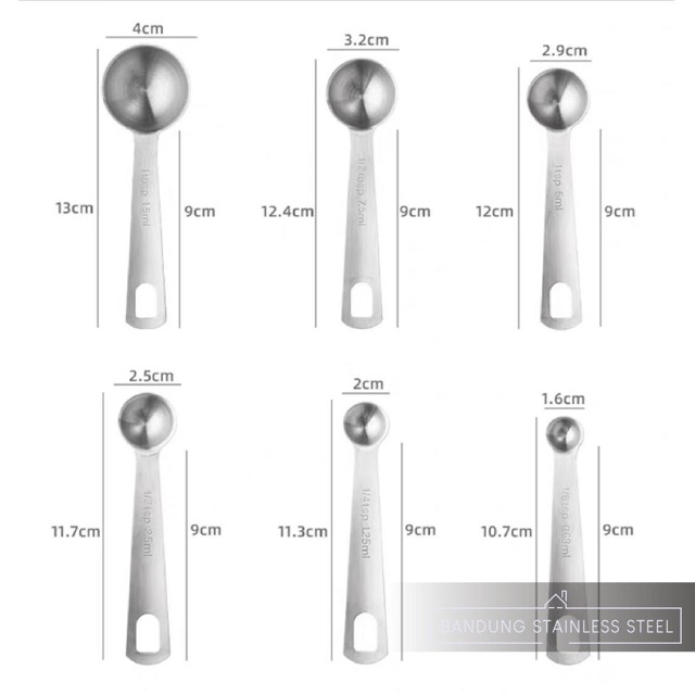 Sus304 Sendok takar sendok ukur set 6in1 measuring spoons stainless