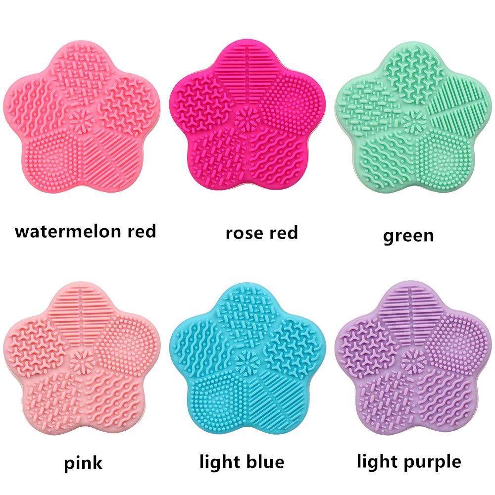 PINEAPPLE With Sponge Makeup Brush Cleaner Silicone Washing Tools Silicone Brush Cleaner Pad Scrubber Board Tool New Cleaning Mat Dry&amp; Wet Clean Make Up Washing Starfish/Multicolor